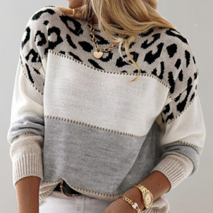 Barbara – Leopard Panel Knit Jumper