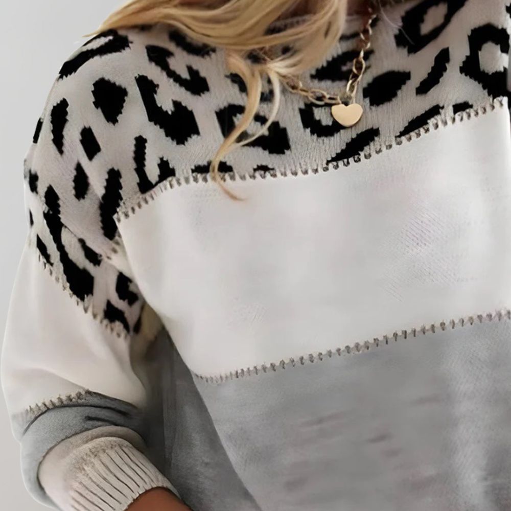 Barbara – Leopard Panel Knit Jumper