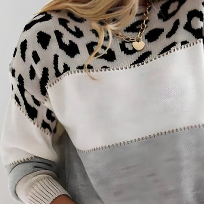 Barbara – Leopard Panel Knit Jumper