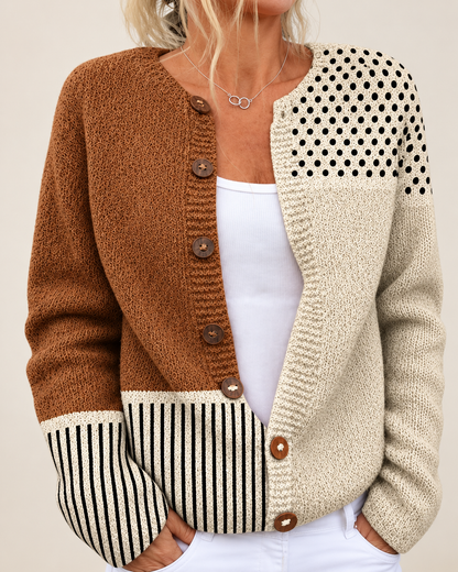 Maud – Printed Open-Front Knit Cardigan