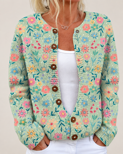 Maud – Printed Open-Front Knit Cardigan