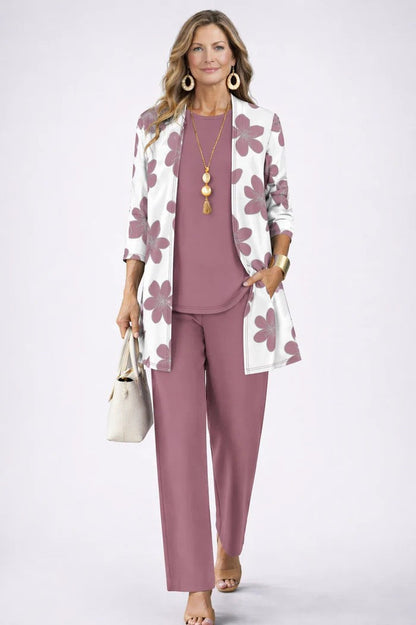 Marilyn – Relaxed Leaf Print Three-Piece Set