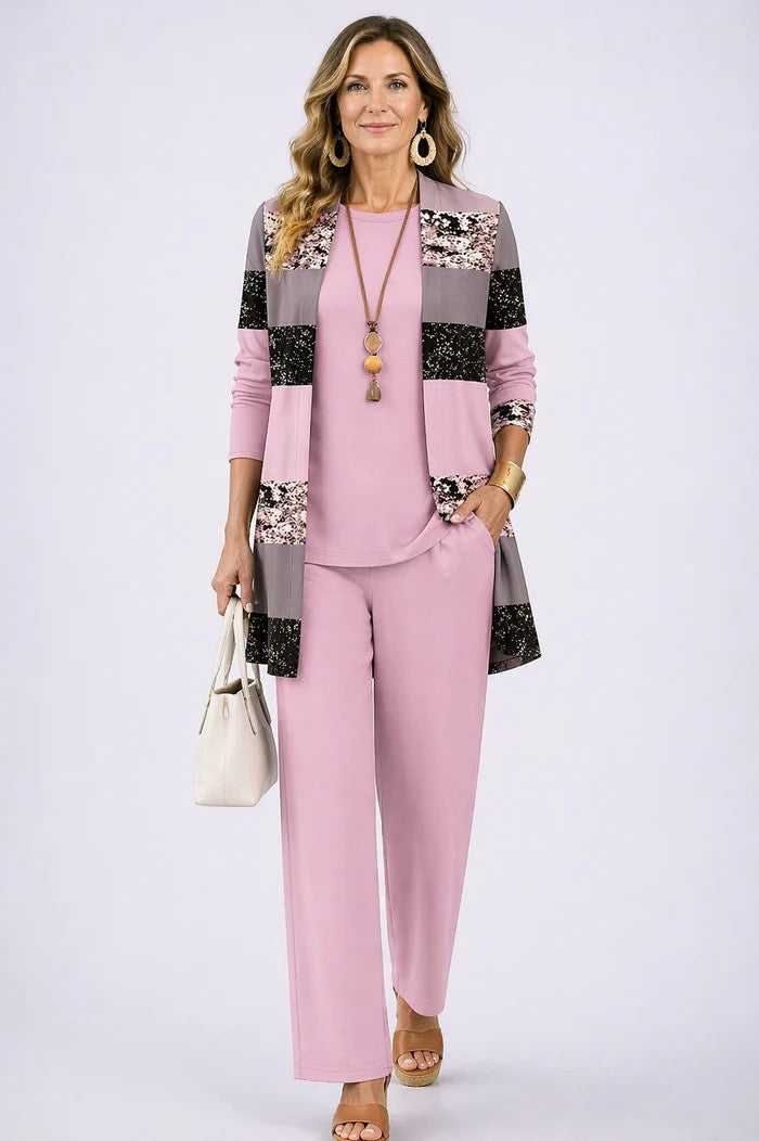 Marilyn – Relaxed Leaf Print Three-Piece Set
