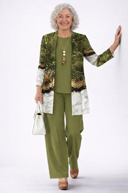 Marilyn – Relaxed Leaf Print Three-Piece Set