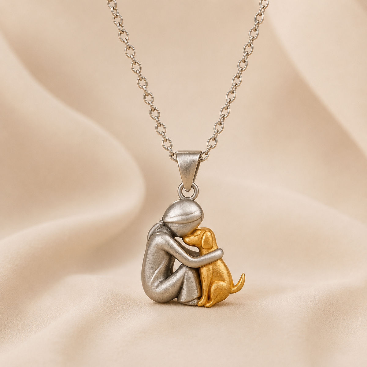 Bridie – Person and Dog Embrace Pendant Necklace
