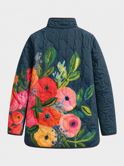 Vera – Vintage Floral Print Quilted Jacket