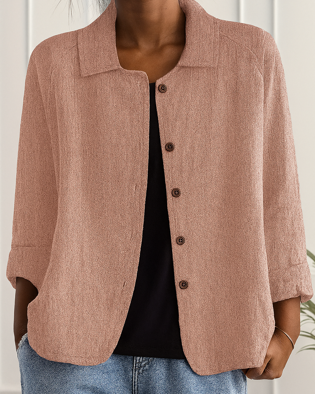 Carol – Easy Button-Front Transitional Cardigan