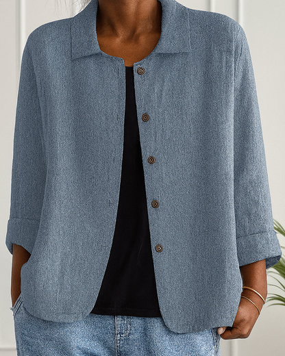 Carol – Easy Button-Front Transitional Cardigan