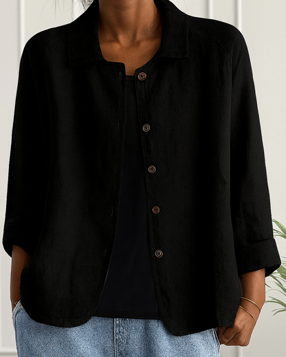 Carol – Easy Button-Front Transitional Cardigan
