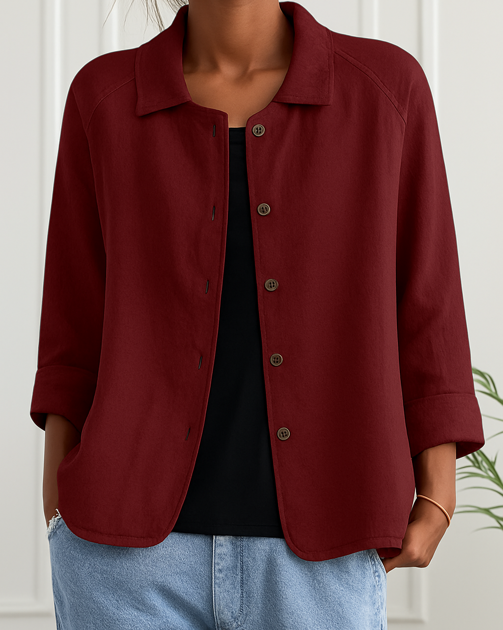 Carol – Easy Button-Front Transitional Cardigan