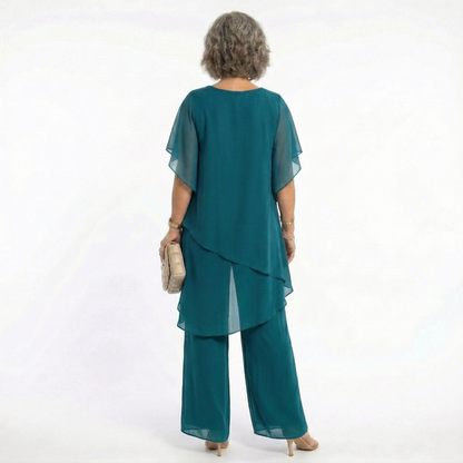 Saskia – Tiered Chiffon Tunic and Trouser Set