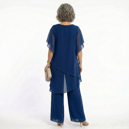 Saskia – Tiered Chiffon Tunic and Trouser Set