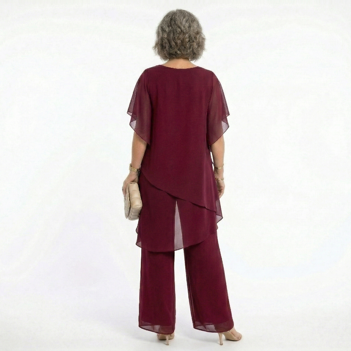 Saskia – Tiered Chiffon Tunic and Trouser Set