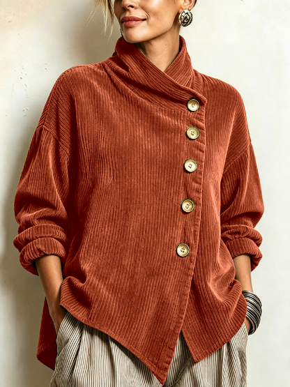Octavia – Ribbed Diagonal Button Top