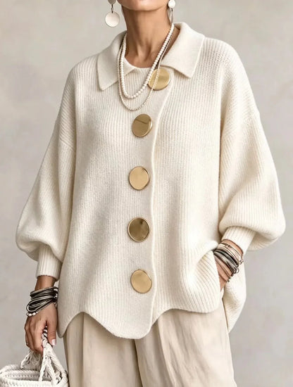 Constance – Oversized Knit Cardigan with Gold Buttons