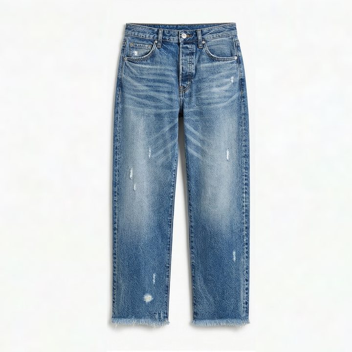 Zillah – Cropped Straight Leg Fringed Jeans