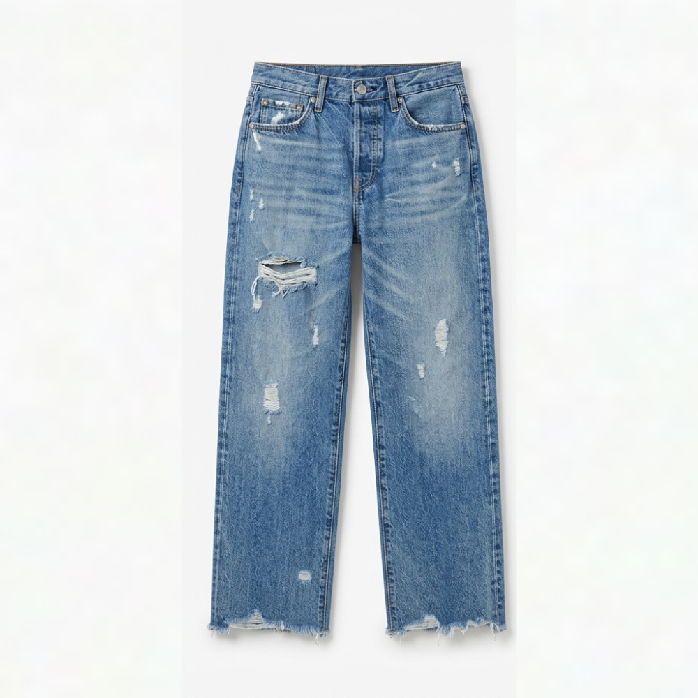 Zillah – Cropped Straight Leg Fringed Jeans
