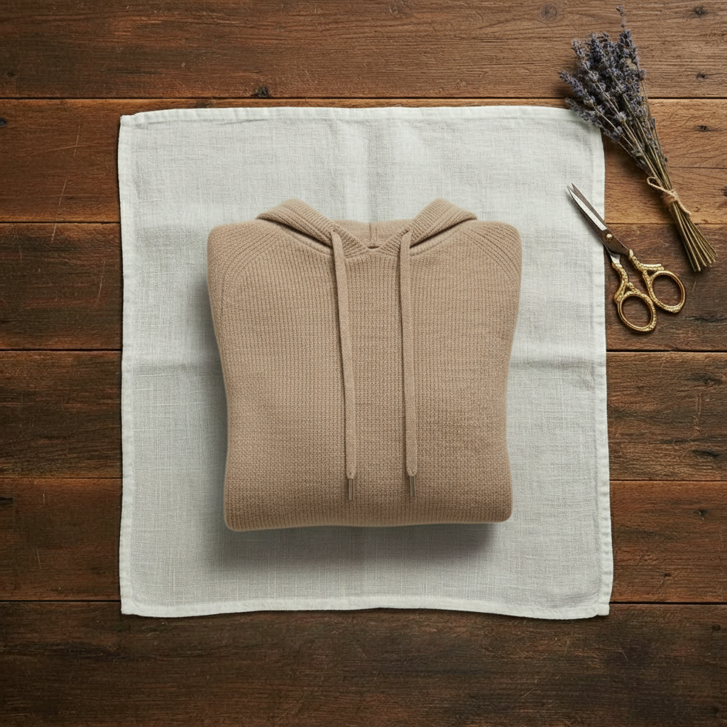 Nerys – Knit Hooded Drawstring Jumper