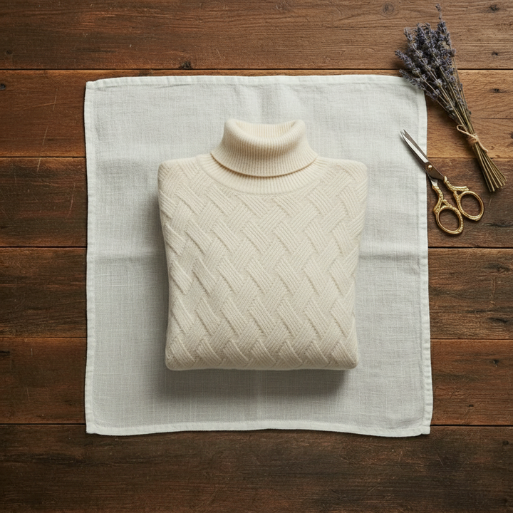 Maisie – Turtleneck Herringbone Knit Jumper