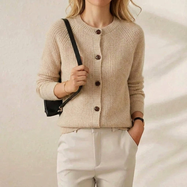Georgiana – Ribbed Button-Front Knit Cardigan