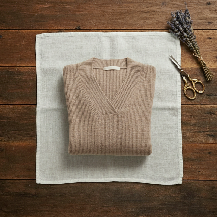 Isolde – Ribbed V-Neck Knit Jumper