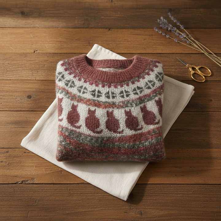 Perpetua – Nordic Cat Pattern Knit Jumper