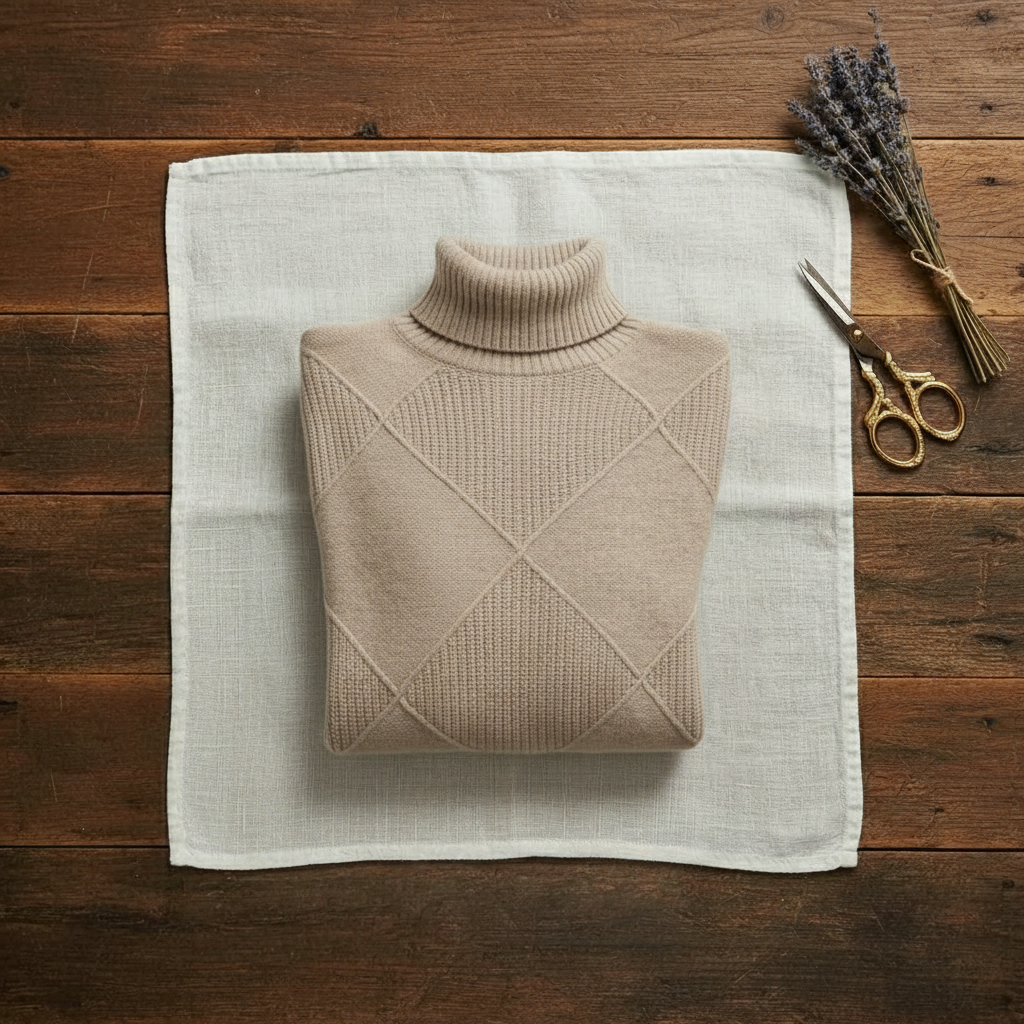 Anthea – Turtleneck Diamond Knit Jumper