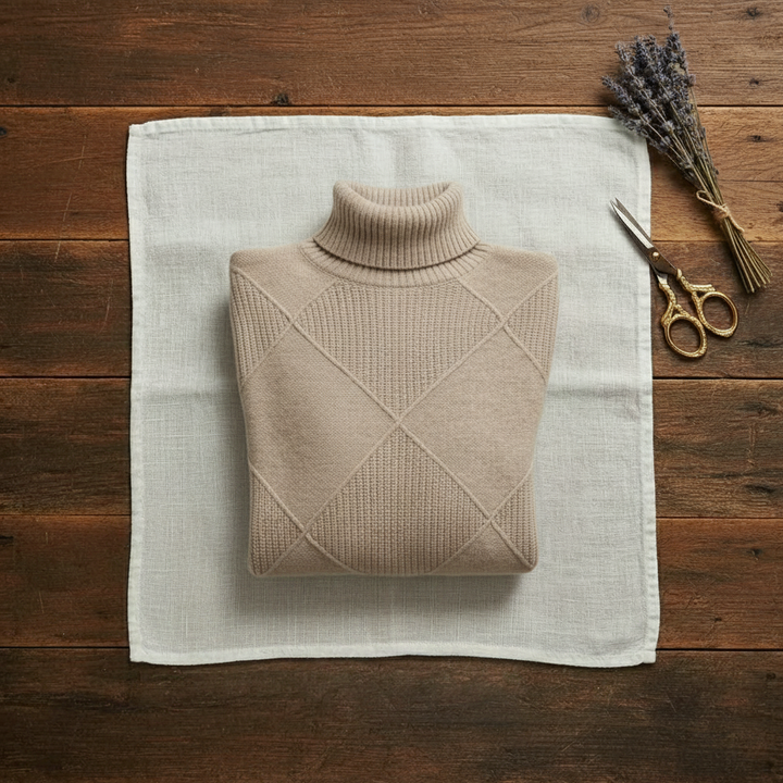 Anthea – Turtleneck Diamond Knit Jumper