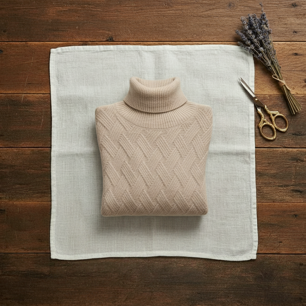 Maisie – Turtleneck Herringbone Knit Jumper