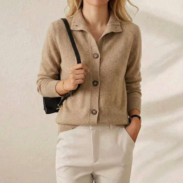 Delia – Collared Button-Down Knit Cardigan