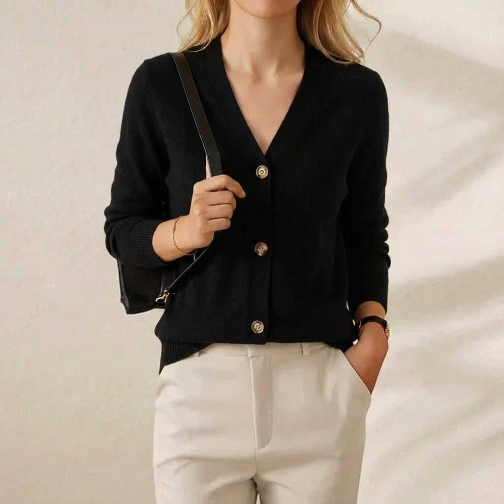 Delia – Collared Button-Down Knit Cardigan