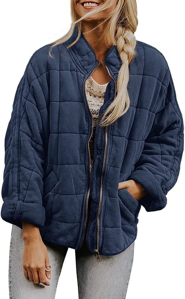 Paulina – Quilted Zip-Front Bomber Jacket