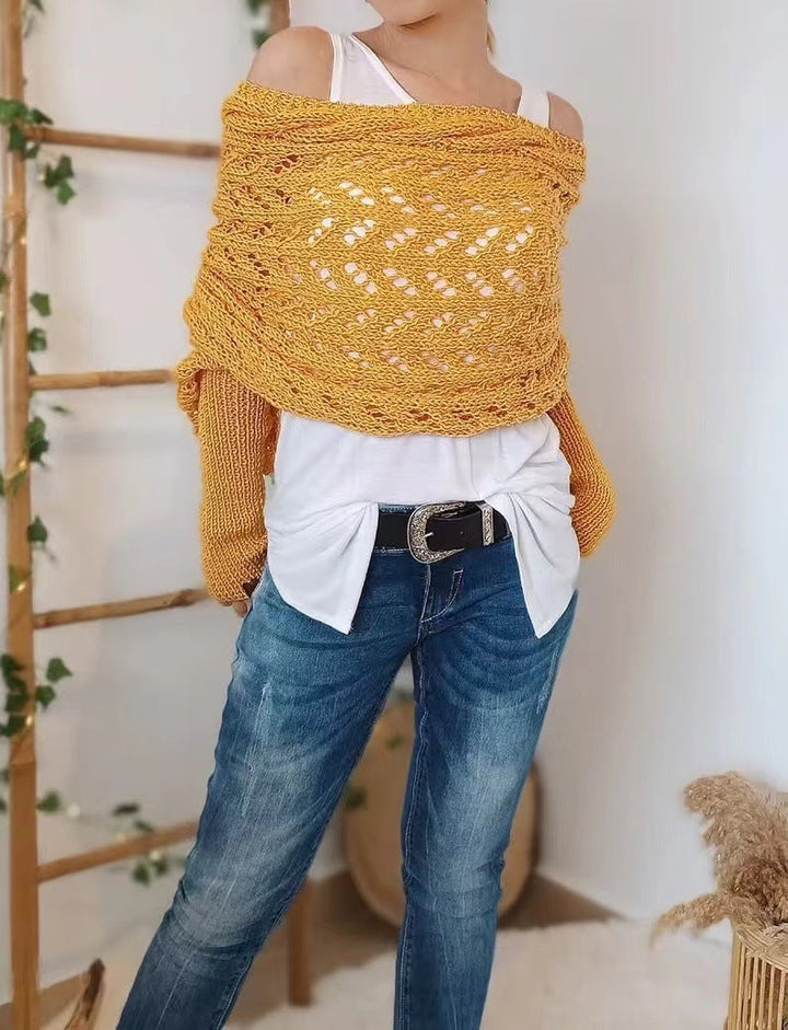 Lilian – Lace-Knit Wrap Shrug with Sleeves