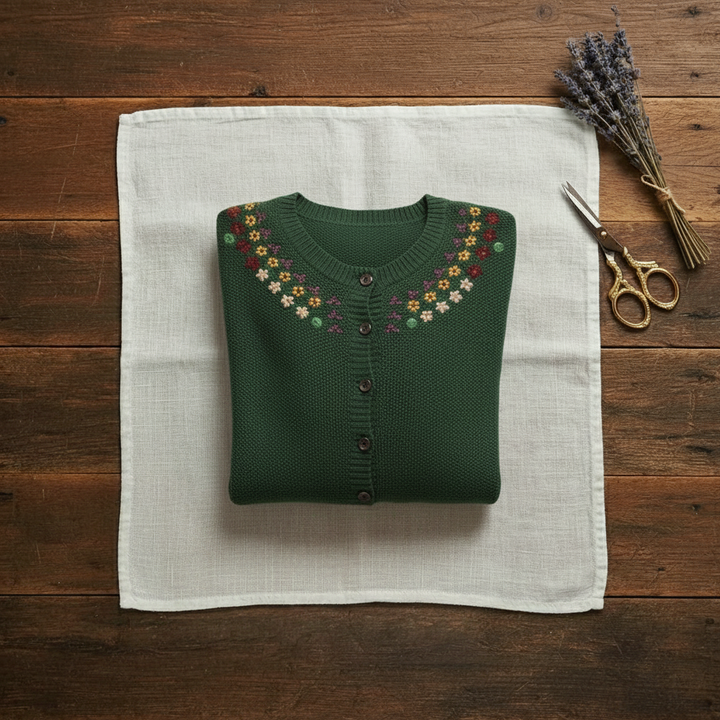 Annette – Floral Embroidered Knit Cardigan