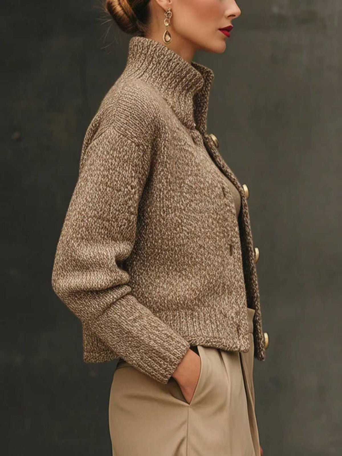 Joanna – Tailored Knit Cardigan with Gold Buttons