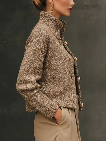 Joanna – Tailored Knit Cardigan with Gold Buttons