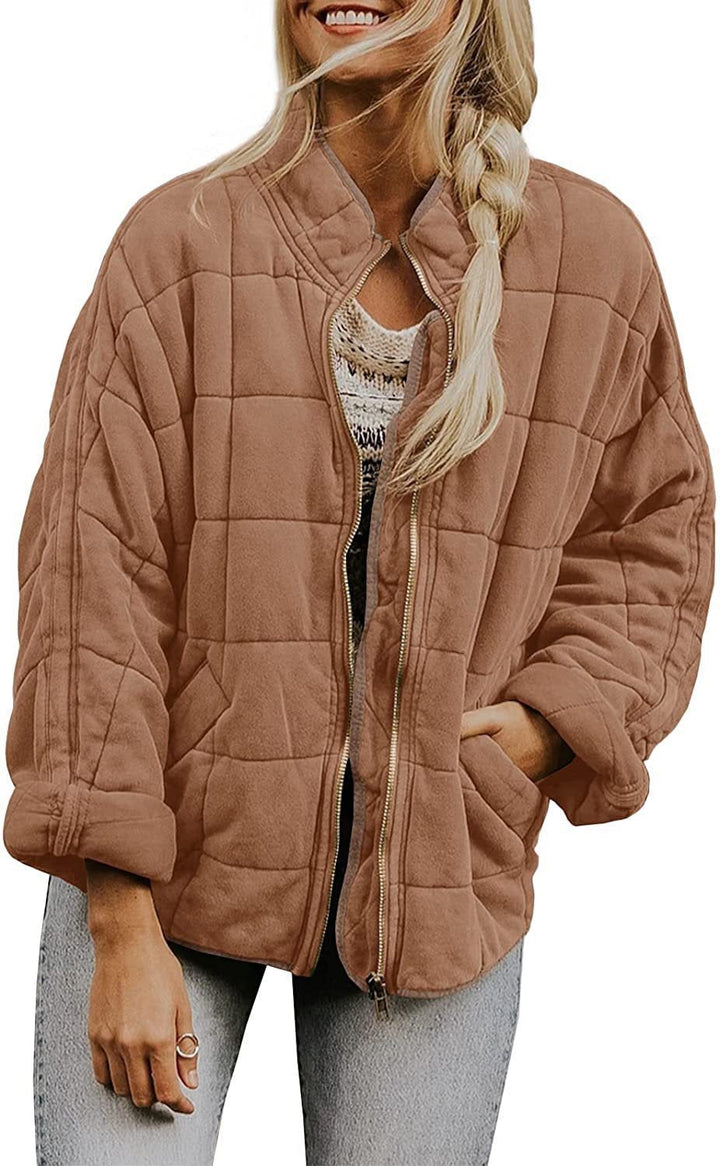 Paulina – Quilted Zip-Front Bomber Jacket