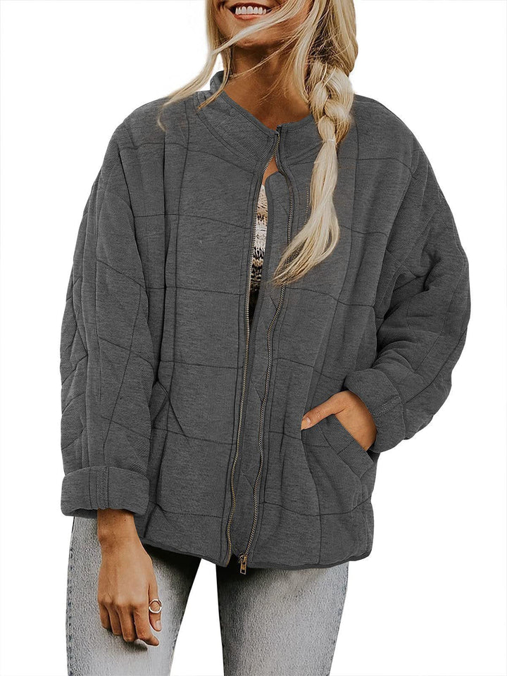 Paulina – Quilted Zip-Front Bomber Jacket