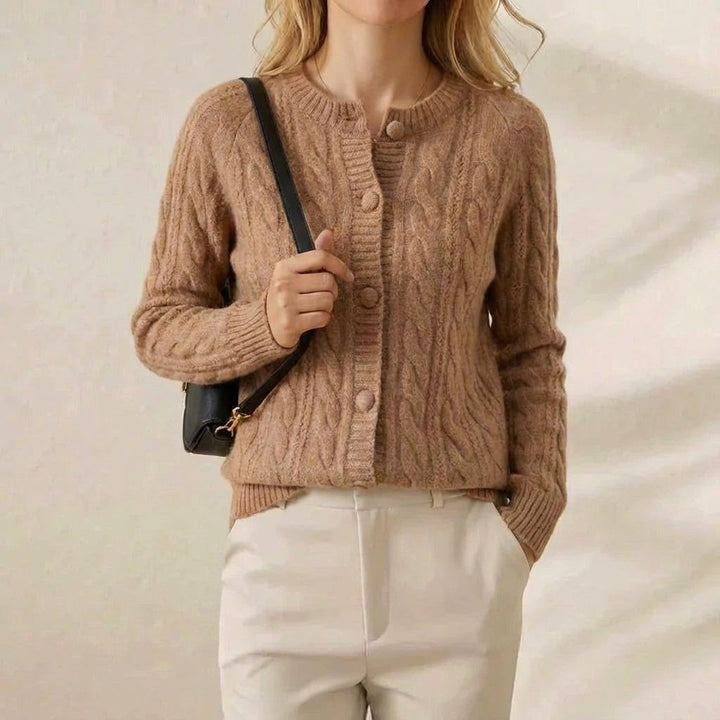 Vivien – Cable Knit Button-Front Cardigan