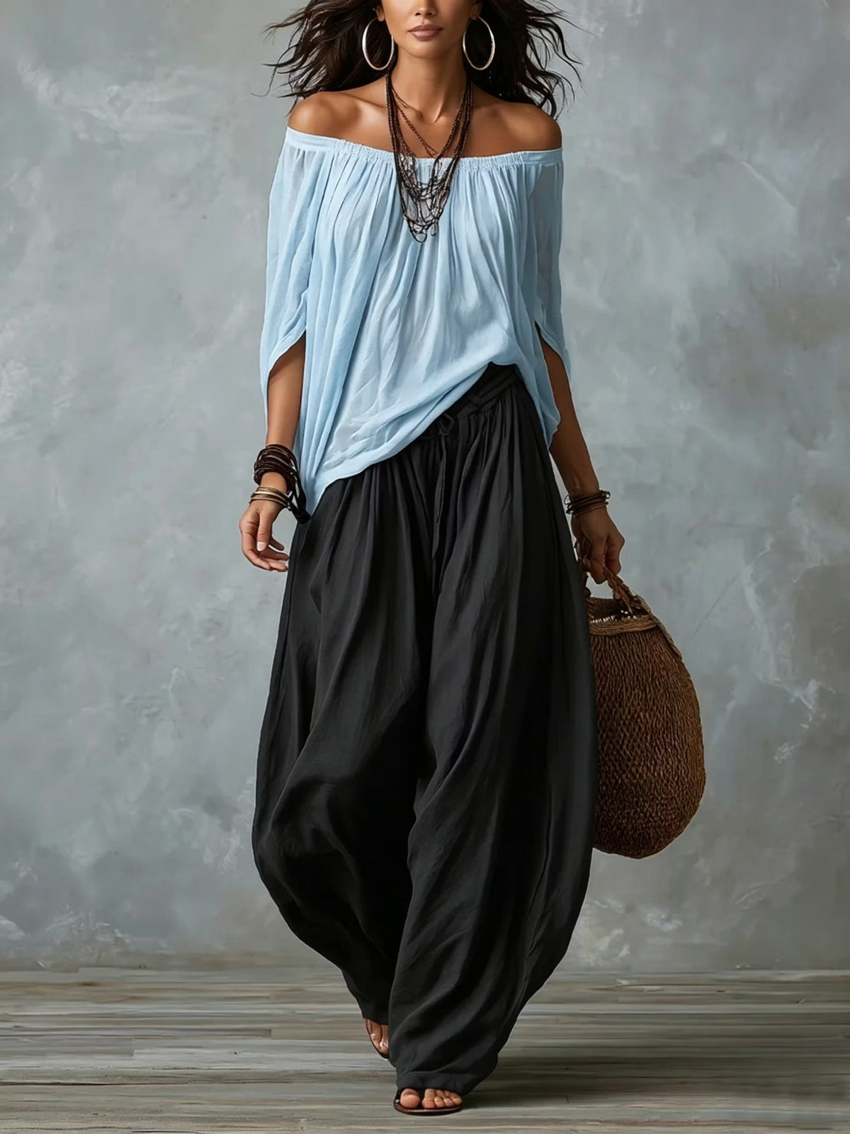 Maryam – Relaxed Off-Shoulder Two-Piece Set