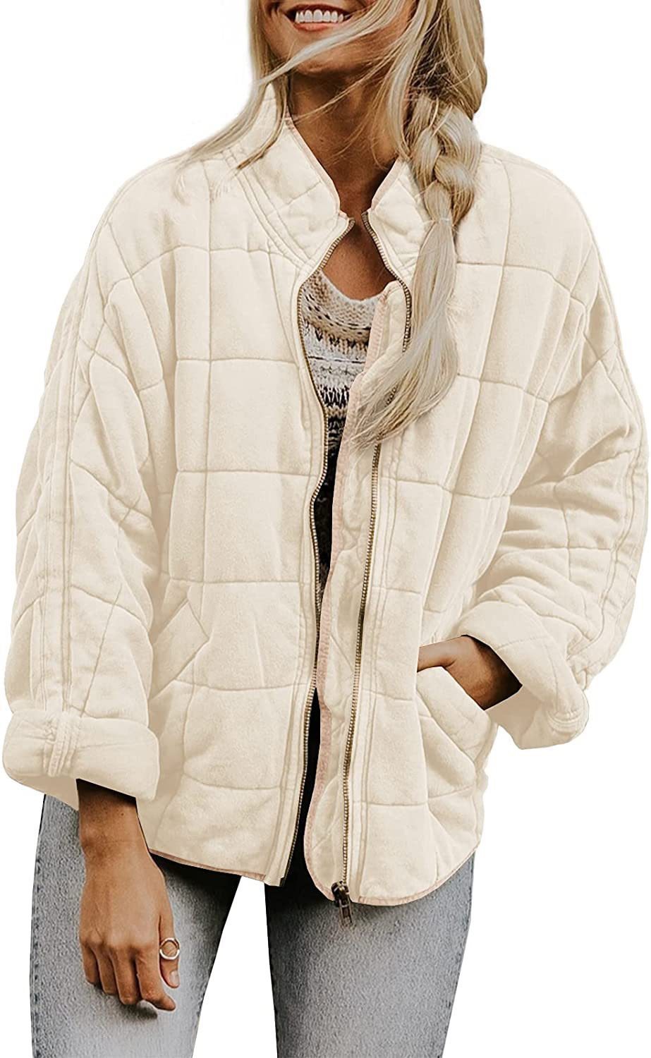 Paulina – Quilted Zip-Front Bomber Jacket