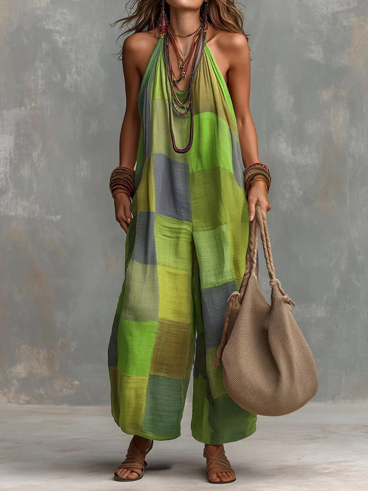 Vera – Patchwork Halter Jumpsuit