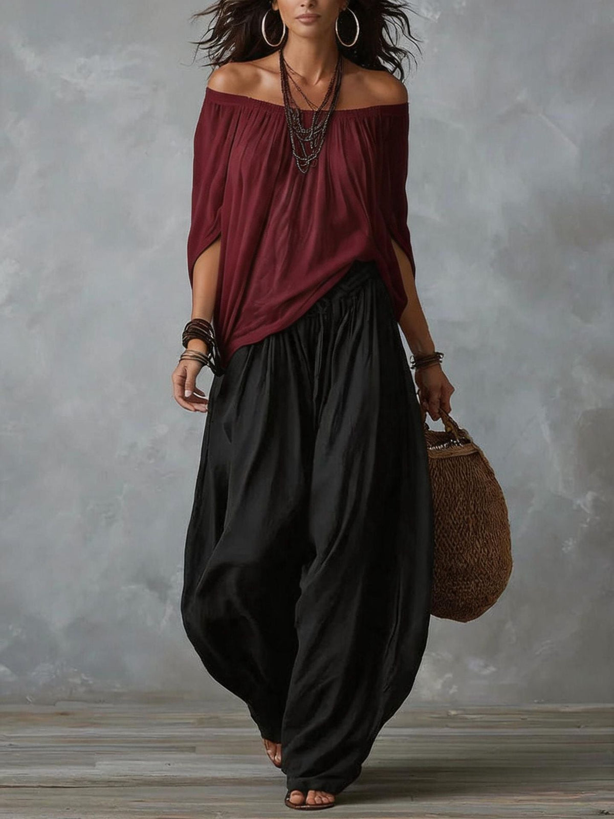 Maryam – Relaxed Off-Shoulder Two-Piece Set