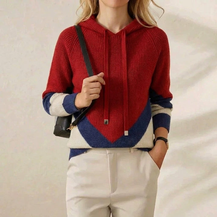 Betty – Colour-Block Knit Hooded Jumper