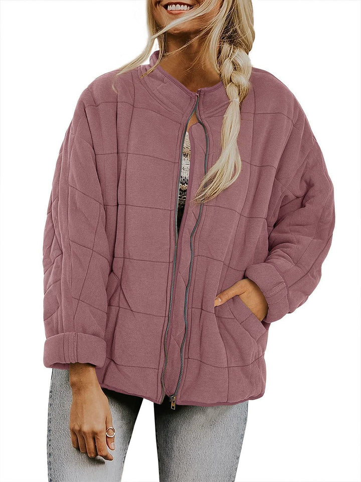 Paulina – Quilted Zip-Front Bomber Jacket