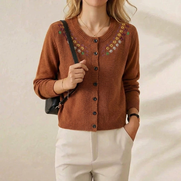 Annette – Floral Embroidered Knit Cardigan