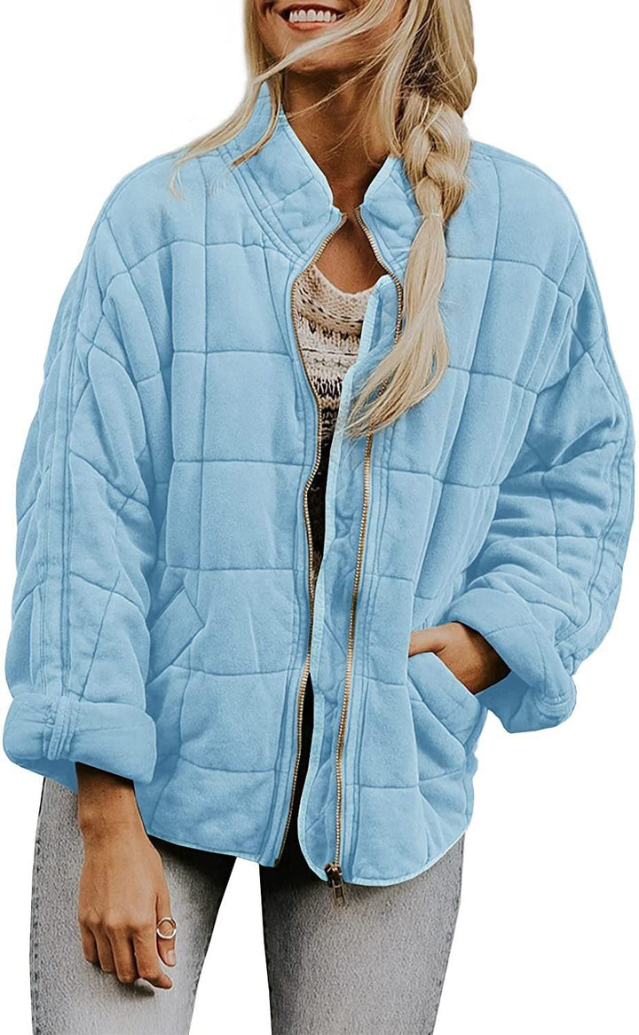Paulina – Quilted Zip-Front Bomber Jacket
