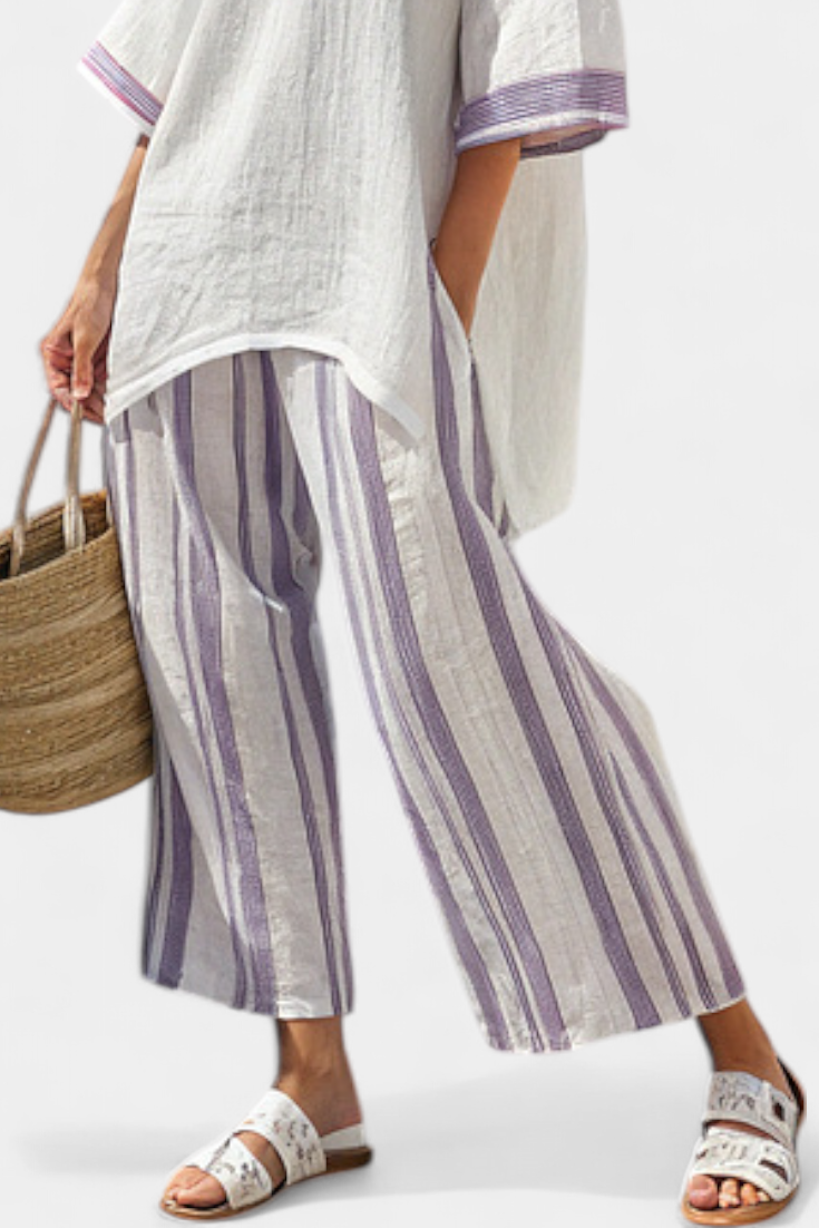 Wisdom | Comfortable Relaxed Blouse & Striped Trousers