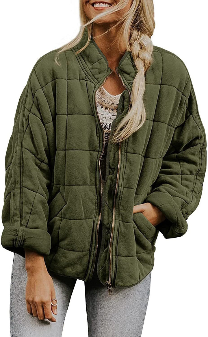 Paulina – Quilted Zip-Front Bomber Jacket