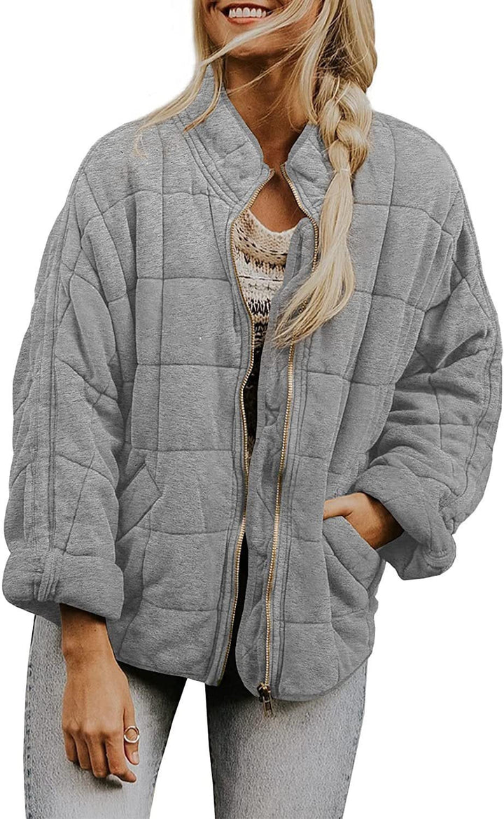 Paulina – Quilted Zip-Front Bomber Jacket